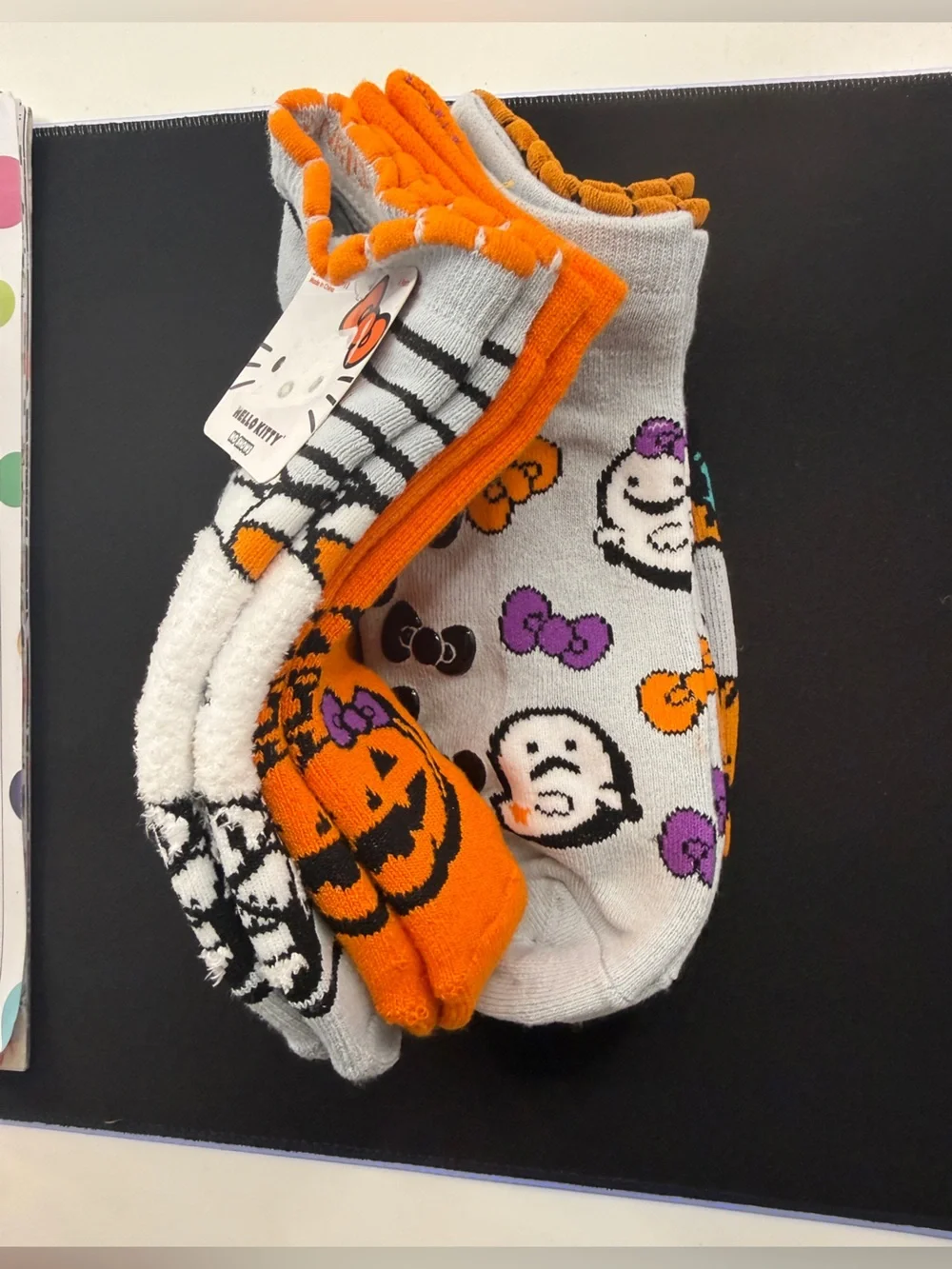 Sanrio Hello Kitty Halloween Socks 4 Pack Womens No Show Non Slip Grippers 4-10
